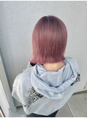 １０代２０代３０代◎ダブルカラーくすみピンク切りっぱなしボブ