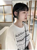 "久保田"ミニボブあご上刈り上げイヤリングカラーワイドバング