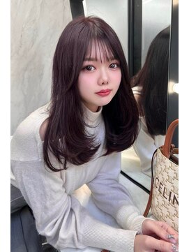 ランズ(LANDS) ピンクブラウンレイヤーカット 【韓国ヘア 大阪 梅田】