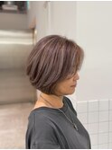 脱白髪染め白髪ぼかしハイライトショート