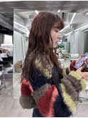 ゆるウェーブニュアンスパーマロングレイヤーシースルーバング