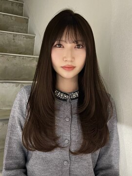 ヨーク(YOKE) レイヤーロングレイヤー韓国巻きダブルカラーココアブラウン