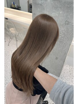 ロール 博多(Role) 顔まわりレイヤー/小顔カット/ブリーチなしグレージュ/縮毛矯正