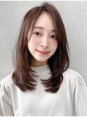 ダークブルーセミディサイドバングこなれヘア愛され前髪美髪
