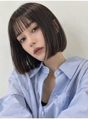 切りっぱなしボブ20代30代40代50代前髪あり暗髪池袋面長似合わせ