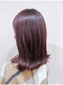 ミディアムボブ　ピンクパープル