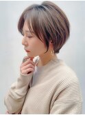 【銀座◇成田】丸みショートグレージュカラー小顔大人可愛いボブ