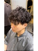 刈り上げセンターパートフェザーパーマサーフカールn