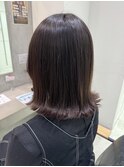 肩上切りっぱなしボブ×透明感ラベンダーブラウン