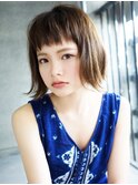 ぱっつん前髪/ミニボブ/切りっぱなしボブ/小顔/タッセルボブ