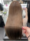 ロングヘアーベージュカラー縮毛矯正上級髪質改善　赤坂見附