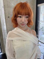 ミース(MIES) オレンジカラー/ハイトーンボブ/オレンジヘア/担当者あまね