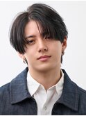 毛流れヘア金髪ナチュラルセンターパートツーブロック