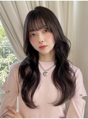 韓国前髪顔まわり×ショコラアッシュふんわりカール【髪質改善】