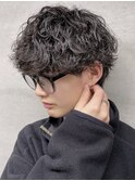 メンズ 波巻きスパイラルパーマ 眉毛 メンズカット