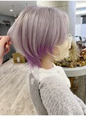 デザインカラー黒髪インナーカラーピンクベージュカラーレイヤー