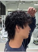波巻きスパイラルツイストスパイラルパーマ刈り上げマッシュ