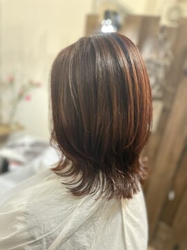 40代xセミロングxブラウン