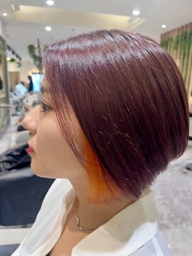 【相模大野カラー】差し色フェイスフレーミングボブ