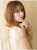 オレンジベージュくびれヘア小顔外ハネボブウルフX上尾20代30代