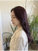ボルドーカラー×ロングレイヤー