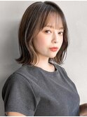ナチュラルカール似合わせカット大人可愛い愛され斜めバング