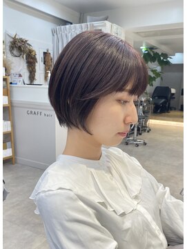 グラフ 蔵前(GRAFF) 大人可愛いピンクベージュ×まるみショートボブ