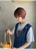 ピンクハイライト◎マッシュショート