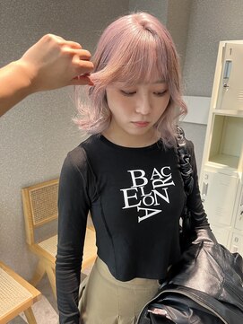 天神美容室 【KASUMI天神美容室】ハイトーン×海外レイヤー×ホワイトピンク