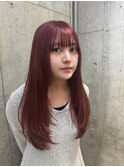 ミルクティーベージュ顔周りレイヤーカット韓国風ヘアヨシンモリ