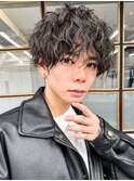 20代30代韓流☆ツイストパーマショートマッシュアッシュブラック