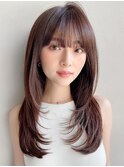 フェイスフレーミング美髪セミディレイヤーカットイメチェン