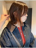【mimura】インナーカラーオレンジ　切りっぱなしボブ　草加