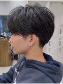 メンズセンターパートウルフニュアンスパーマカルマパーマゆるめ