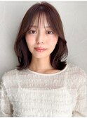 うるツヤくせ毛風カール夏セミディ斜めバング20代30代40代◎