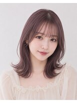 ロティー 天神(loty) ミディアム レイヤー ボブ 小顔 似合わせ ピンクベージュ