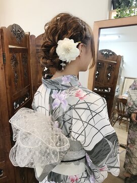 ロカット サロン(Roquat Salon) 浴衣シニヨンモテアレンジ【浴衣　ヘアアレンジ 立川/立川南】