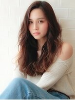 アグ ヘアー ポノ 本所吾妻橋店(Agu hair pono)&nbsp;《Agu hair》かきあげバング×無造作ウェーブロング