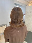 イメチェンハッシュカットフルバング似合わせレッドブラウン