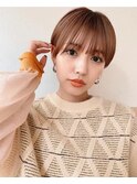 顔周りレイヤー小顔丸みショート/ブリーチなし透明感カラー/池袋