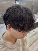 波巻きスパイラルシャドウパーマ束感メンズ夏モテ髪韓国風