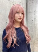 ミルクティーグレージュ小顔ウルフレイヤーくびれロングレイヤー