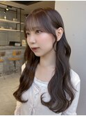 シースルー前髪おくれ毛カットミルクティーブラウンダブルカラー