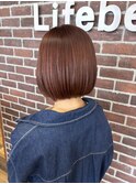 ピンクブラウン×丸っとコンパクトボブ