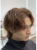渋谷フェザーパーマメンズウルフセンターパートニュアンスパーマ