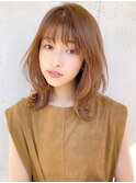 ミディアムレイヤー、外ハネボブ、グレージュ☆