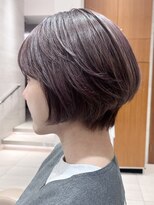 ピークアブー アヴェダ ギンザシックス(PEEK-A-BOO AVEDA GINZASIX)&nbsp;ショートボブ　レイヤーショートくすみピンク　ピンクベージュ◆