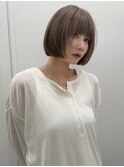 美髪切りっぱなし韓国ボブヘア透明感グレージュカラーハイトーン