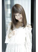 黒髪/グレーベージュ/レイヤーロング/前髪パーマ/銀座