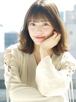 小顔セミウェットウェーブピンクベージュハイライトカラー